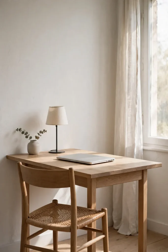 Apartment desk facing into the room toward daylight