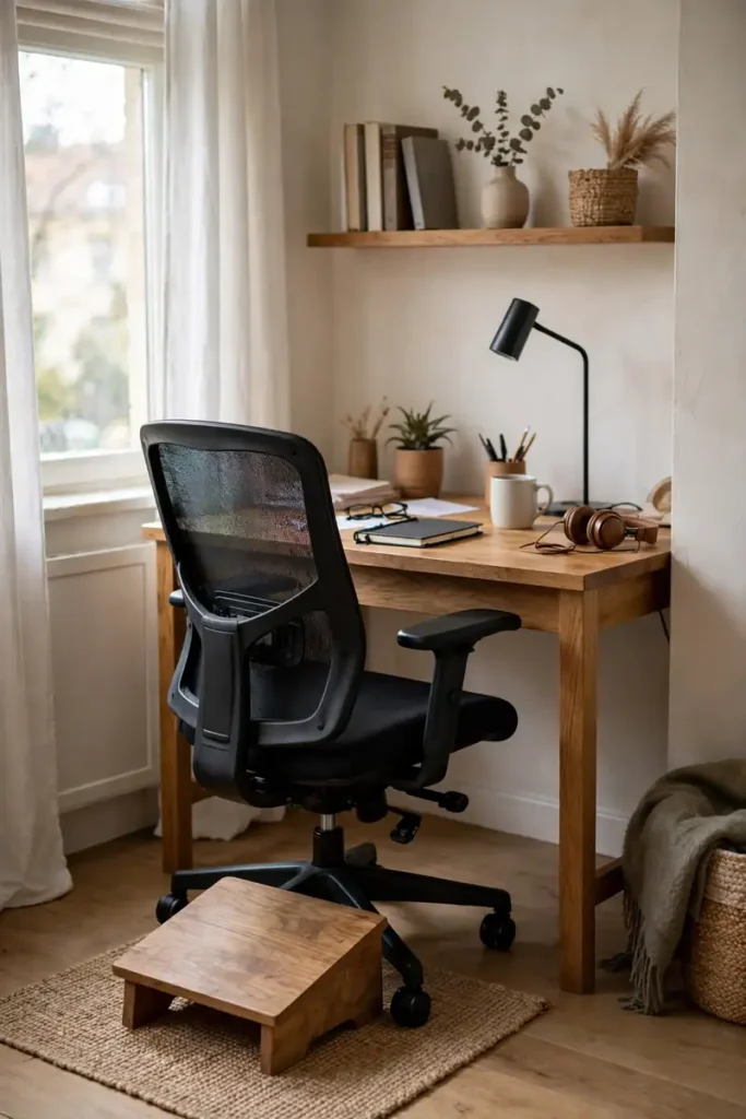 Supportive task chair at a desk in an apartment home office