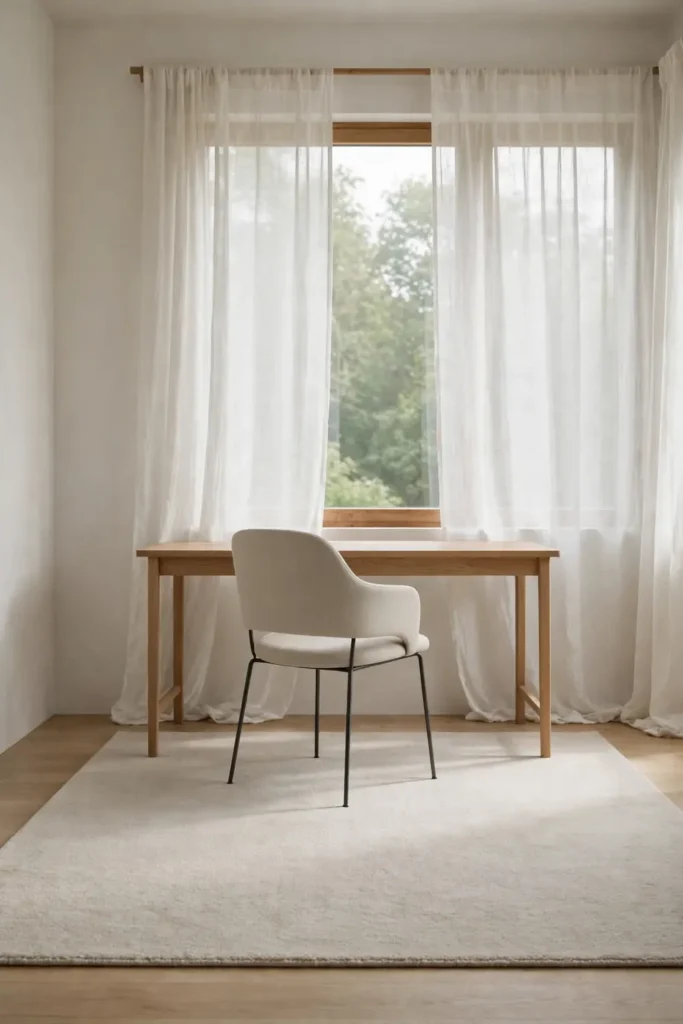 Office chair fully on a large area rug in a home office