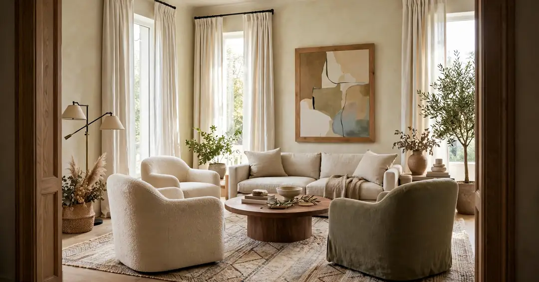 Thoughtfully designed living room seen from the doorway