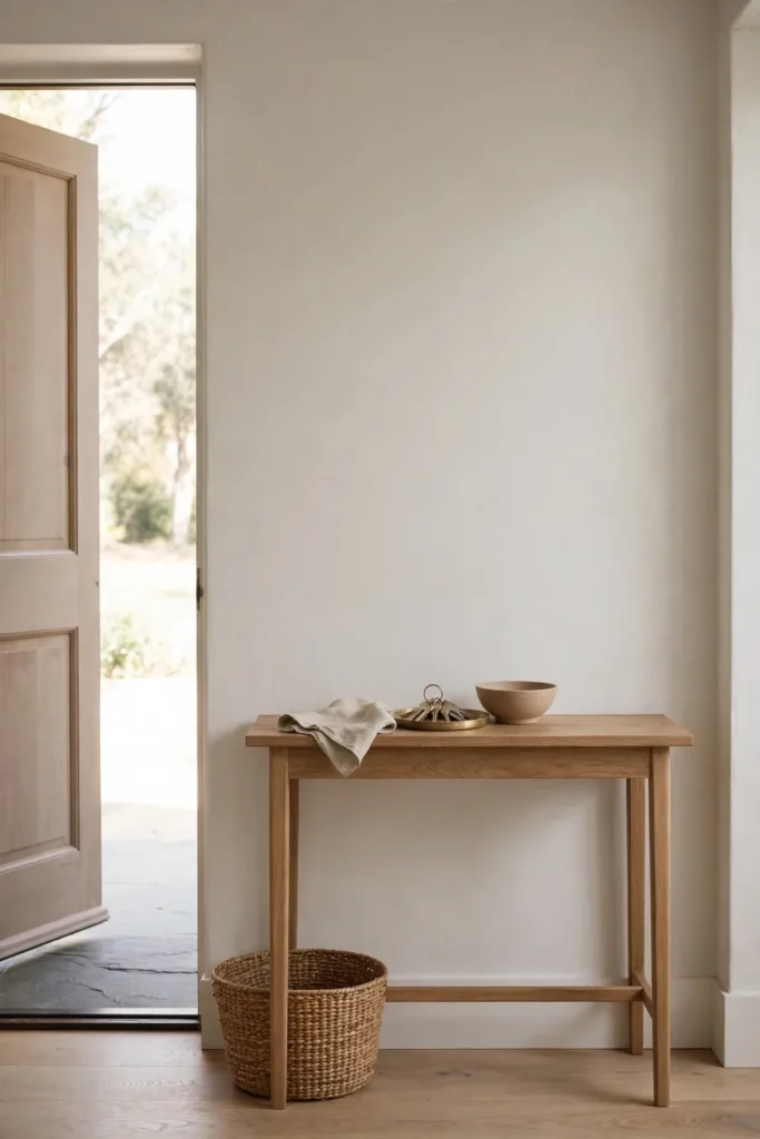 Entry landing strip with key tray and mail bowl by the door