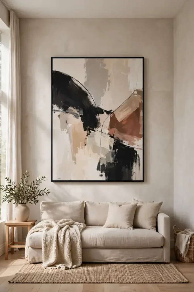 One oversized art print making a statement in a living room